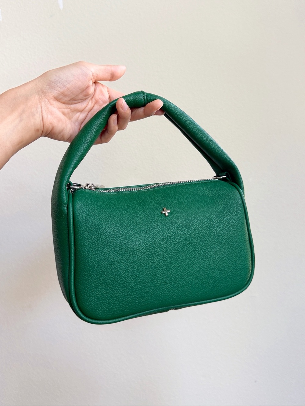 NWT Peta + Jain Green Pebble Leather Small Shoulder Bag Handbag w/ Rolled Handle